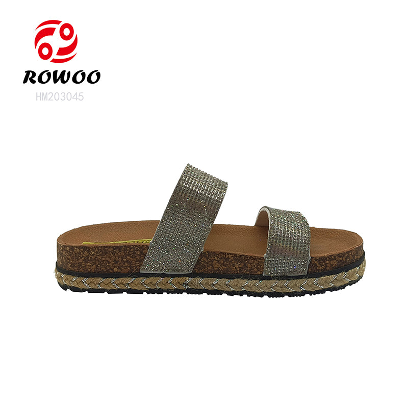 Wholesale Custom Women's PVC Rhinestone Slippers