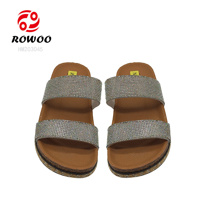 Wholesale Custom Women's PVC Rhinestone Slippers