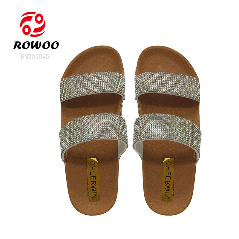 Wholesale Custom Women's PVC Rhinestone Slippers