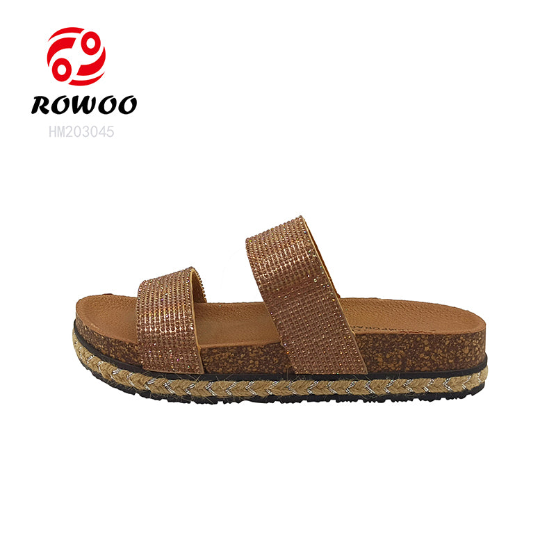 Wholesale Custom Women's PVC Rhinestone Slippers