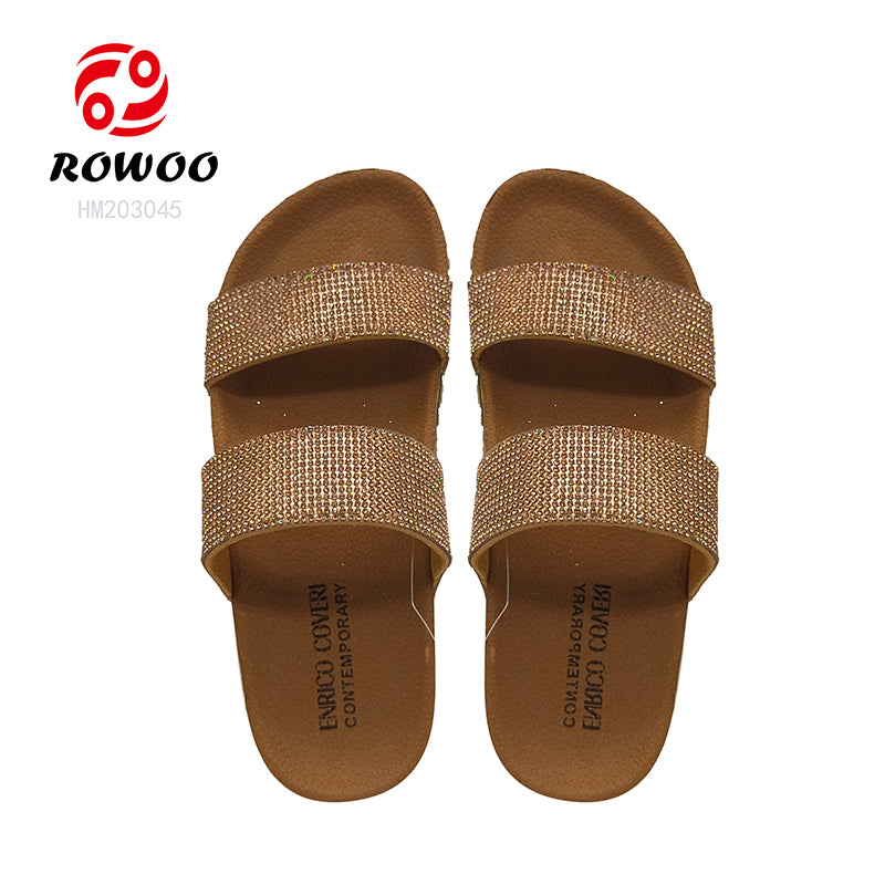 Wholesale Custom Women's PVC Rhinestone Slippers