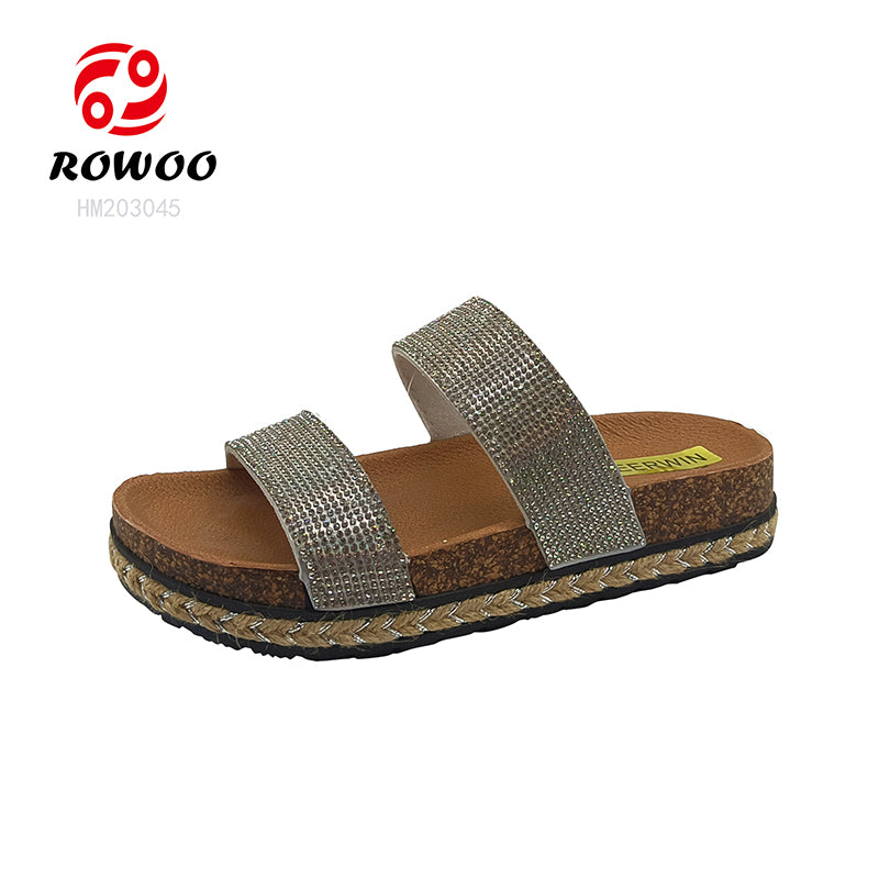 Wholesale Custom Women's PVC Rhinestone Slippers