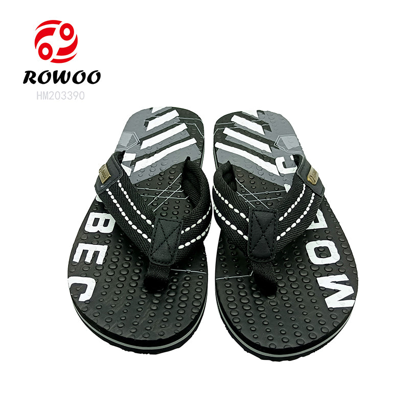 Men Eva Granule Massage Flip-Flops Print Casual Slippers Barefoot Summer Woven Flip-Flops
