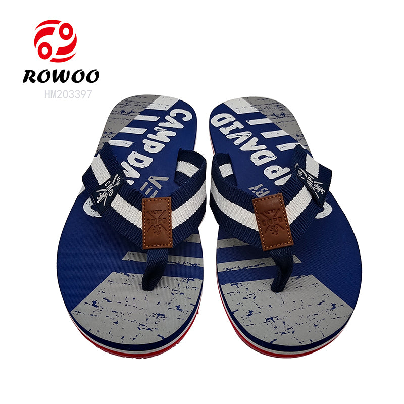 EVA Men Casual Print Flip-Flops Custom LOGO Woven Flip-Flops Belt Slippers