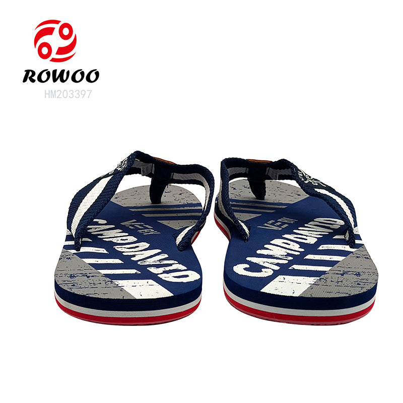 EVA Men Casual Print Flip-Flops Custom LOGO Woven Flip-Flops Belt Slippers