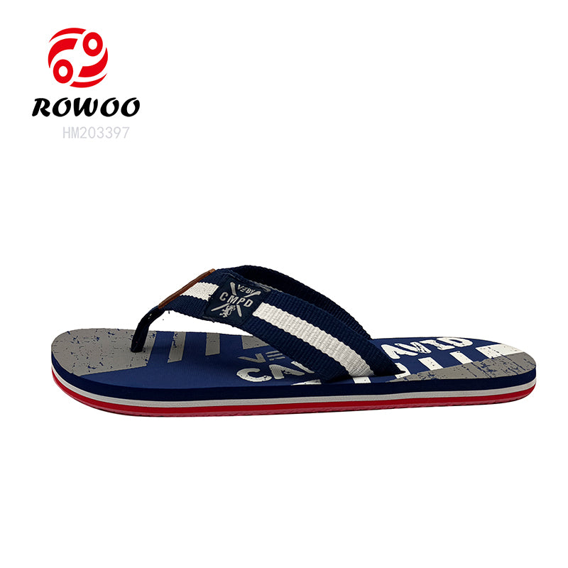 EVA Men Casual Print Flip-Flops Custom LOGO Woven Flip-Flops Belt Slippers