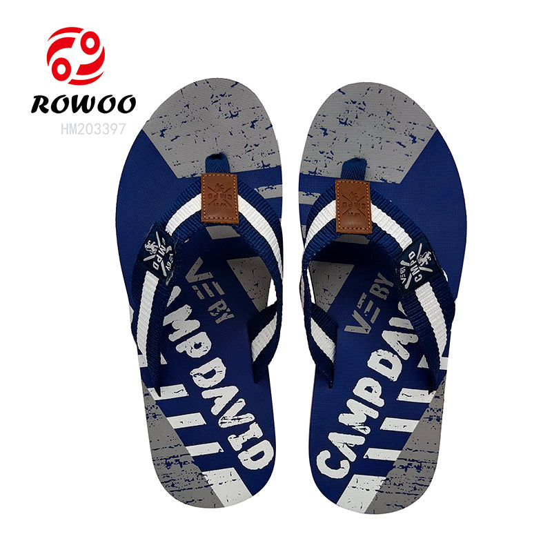 EVA Men Casual Print Flip-Flops Custom LOGO Woven Flip-Flops Belt Slippers