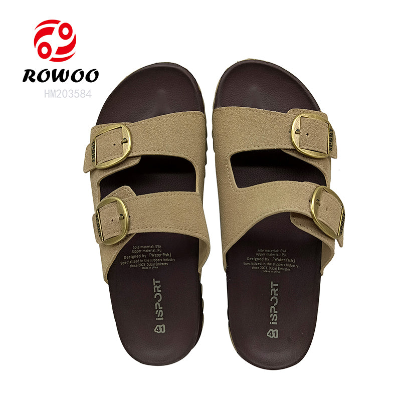 New Design Men's Cork Sandals EVA Sole Fashionable Slipper Shoes Summer Spring Anti-Slippery Outdoor Sandals Leather Upper