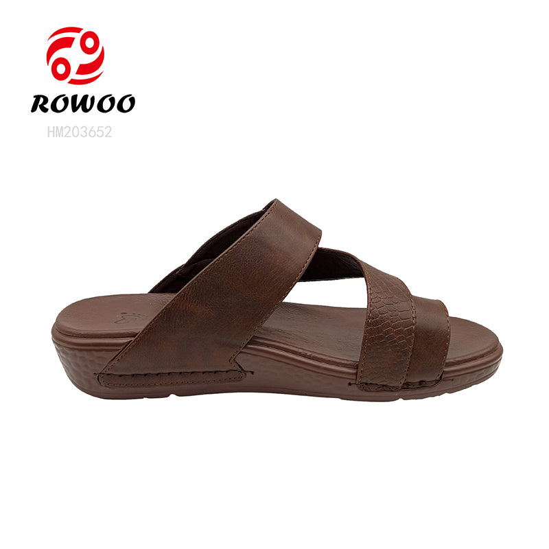 Pu Leather Men's Single Toe Sandals Soft Breathable High Quality Leather Arabian Shoes