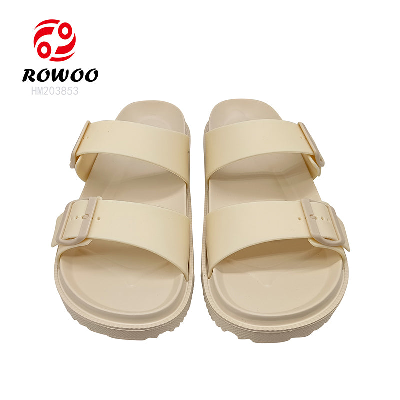 Women EVA Soft Double Strap Button Sandals Wear-resistant Trend Simple Casual Outdoor Beach Sandals