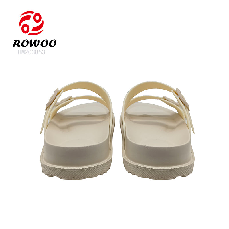 Women EVA Soft Double Strap Button Sandals Wear-resistant Trend Simple Casual Outdoor Beach Sandals