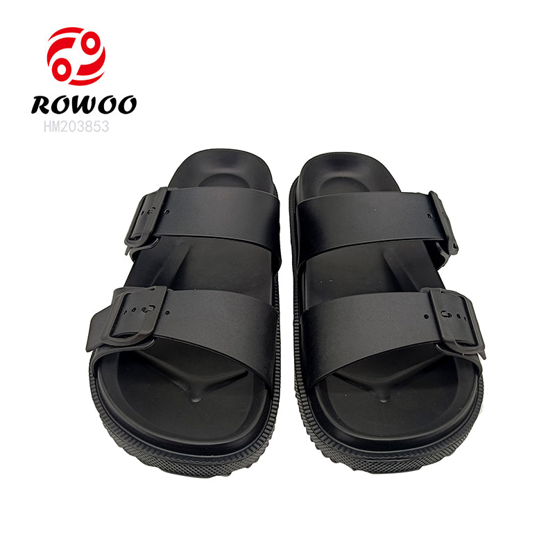 Women EVA Soft Double Strap Button Sandals Wear-resistant Trend Simple Casual Outdoor Beach Sandals