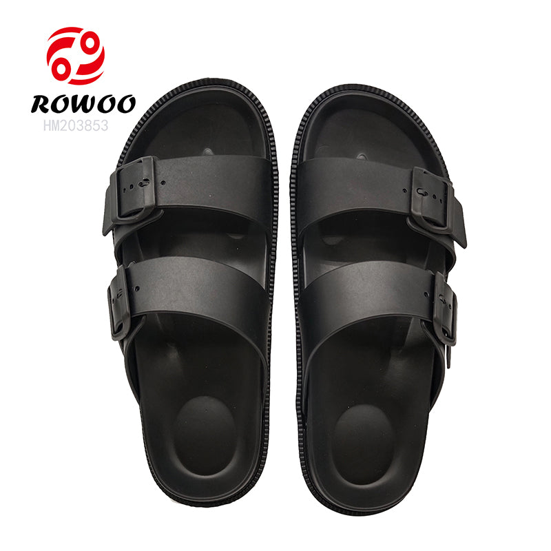 Women EVA Soft Double Strap Button Sandals Wear-resistant Trend Simple Casual Outdoor Beach Sandals