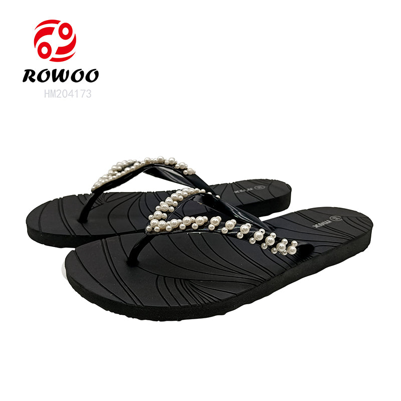 Cheap Price Flip Flops EVA Thong Sandals Bead Decorate Straps Fashion Slipper Shoes