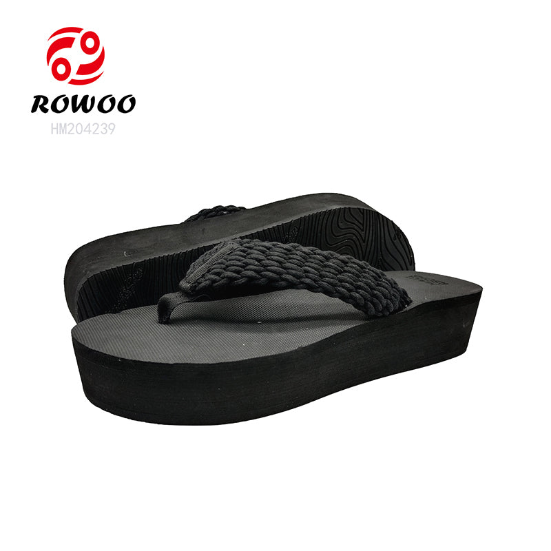Black Wedge Sandals Ladies High Platform Slippers Webbing Sandals Fashion Women Shoes