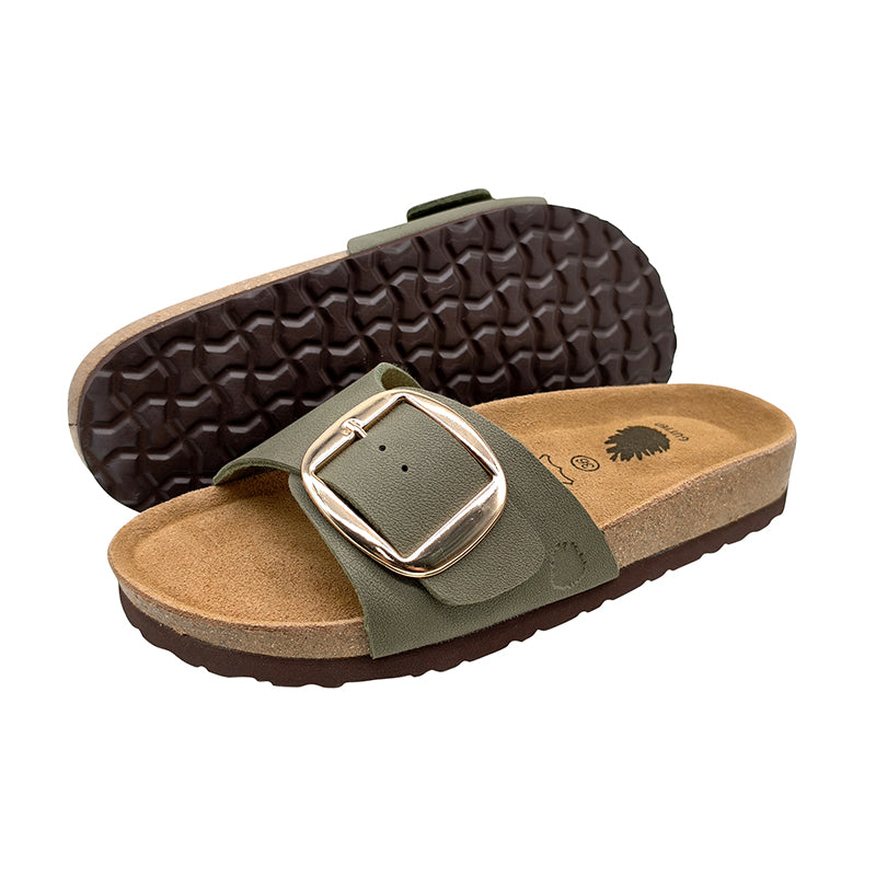 Custom Cork Slide Slippers – Women PU Upper Buckle Sandals