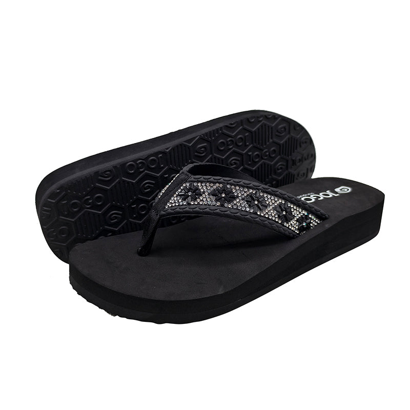 Wholesale Women Rhinestone Wedge Flip Flops OEM ODM Factory