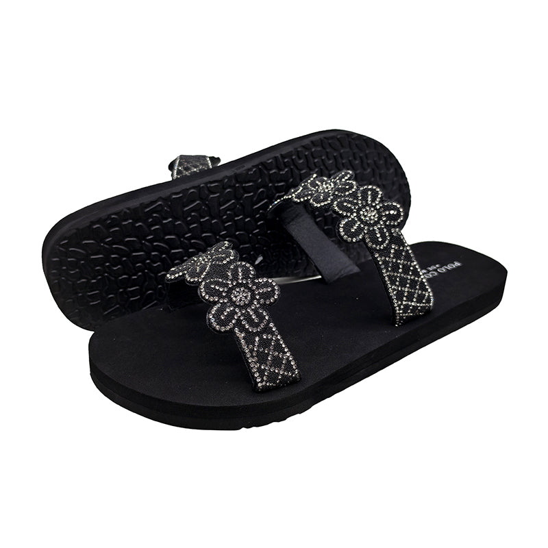 Wholesale Women's Rhinestone Flower Slide Sandals OEM ODM Factory Supplier