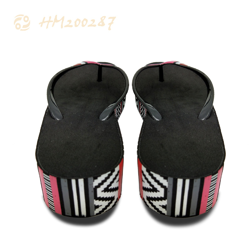 Wedge Platform Flip Flops Geometric Heel Thong Slippers Ladies