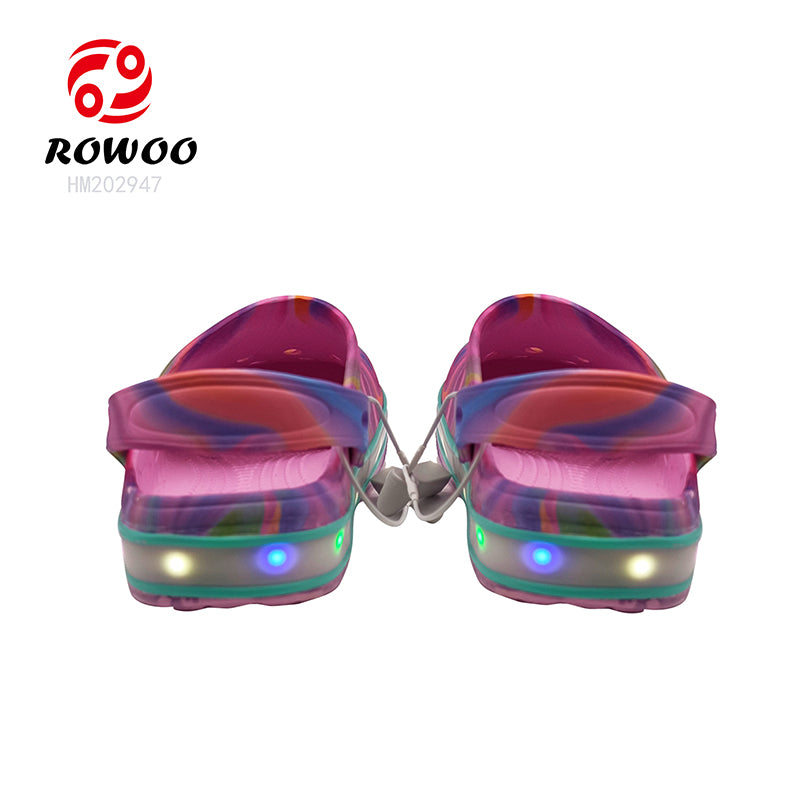 Wholesale Custom EVA Clogs Shoes Factory Anti-skid Kids Slippers LED Flashing
