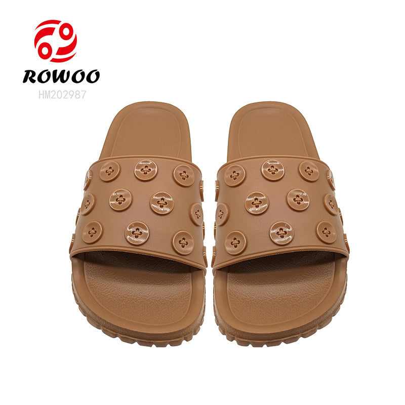 Custom Sandals With Logo Women 3D EVA Embossed Printed Button decoration
