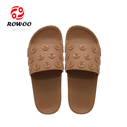 Custom Sandals With Logo Women 3D EVA Embossed Printed Button decoration