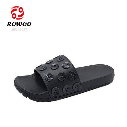 Custom Sandals With Logo Women 3D EVA Embossed Printed Button decoration