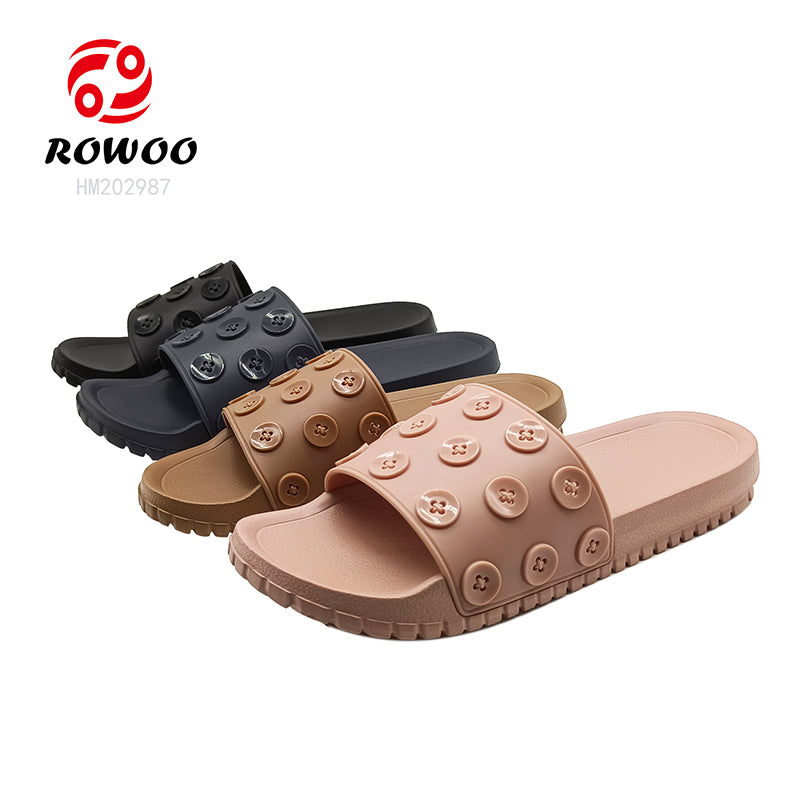 Custom Sandals With Logo Women 3D EVA Embossed Printed Button decoration