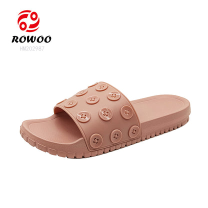 Custom Sandals With Logo Women 3D EVA Embossed Printed Button decoration