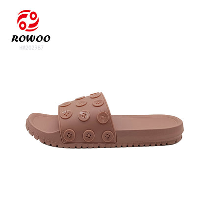 Custom Sandals With Logo Women 3D EVA Embossed Printed Button decoration