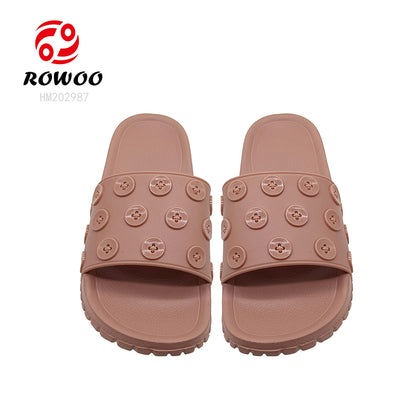 Custom Sandals With Logo Women 3D EVA Embossed Printed Button decoration