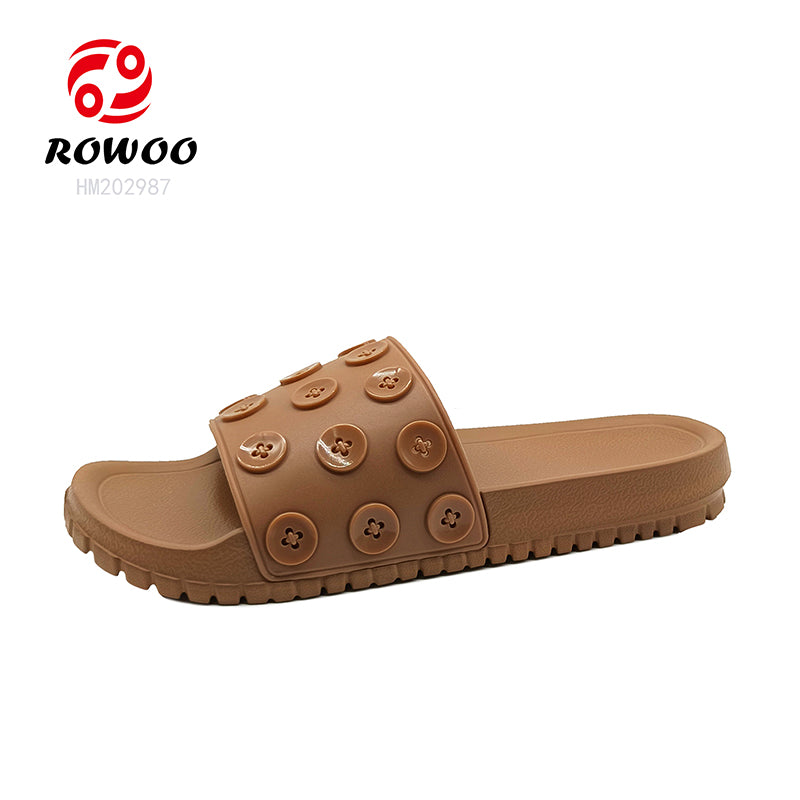 Custom Sandals With Logo Women 3D EVA Embossed Printed Button decoration
