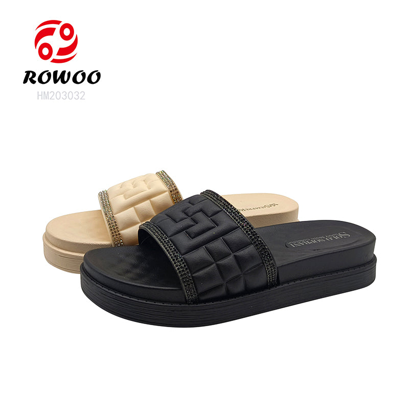 Women's Summer Sandals PVC Platform Slides Flat round Anti-Slippery Breathable Quick-Drying with Plush Insole