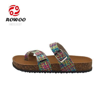 Wholesale Women's Cork Sandals PVC Sole Casual Outdoor Shoes Round Anti-Slip Feature Leather/Mesh Lining EVA Insole
