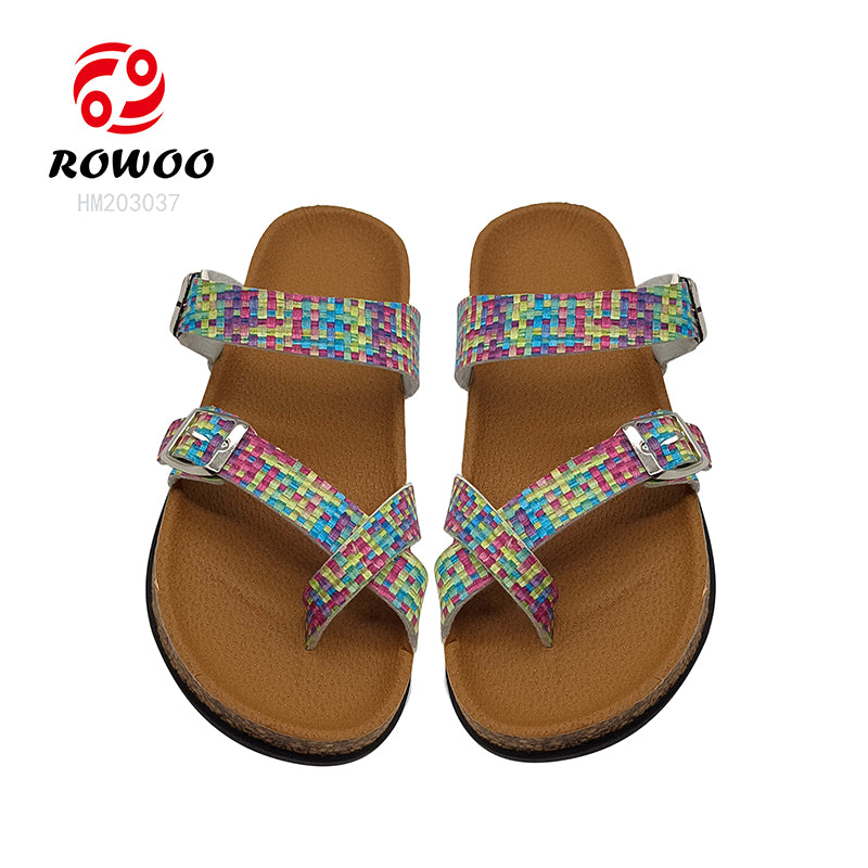 Wholesale Women's Cork Sandals PVC Sole Casual Outdoor Shoes Round Anti-Slip Feature Leather/Mesh Lining EVA Insole