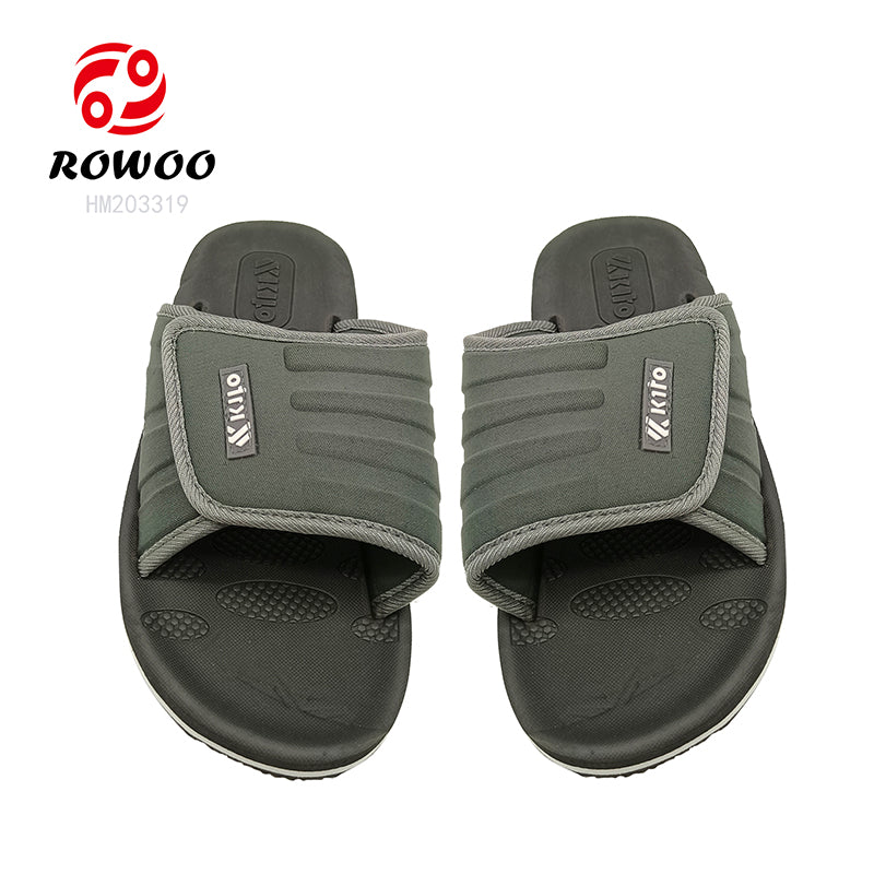 Men's Summer Adjustable EVA Sport Sandals Custom Logo Soft PU Slide Slippers