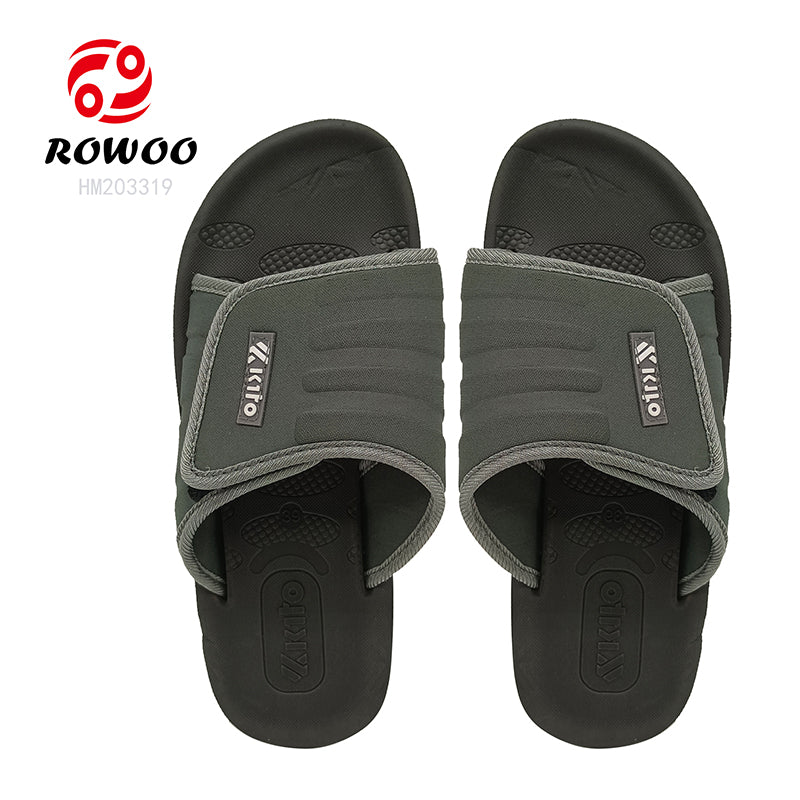 Men's Summer Adjustable EVA Sport Sandals Custom Logo Soft PU Slide Slippers