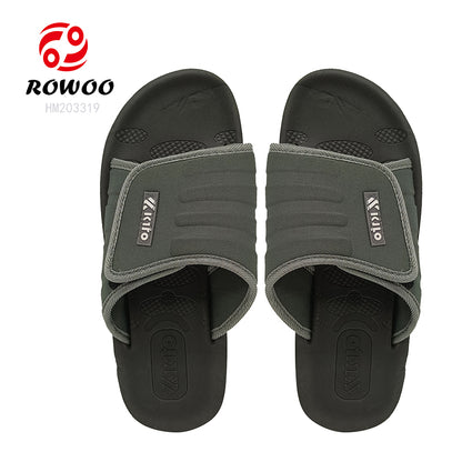 Men's Summer Adjustable EVA Sport Sandals Custom Logo Soft PU Slide Slippers