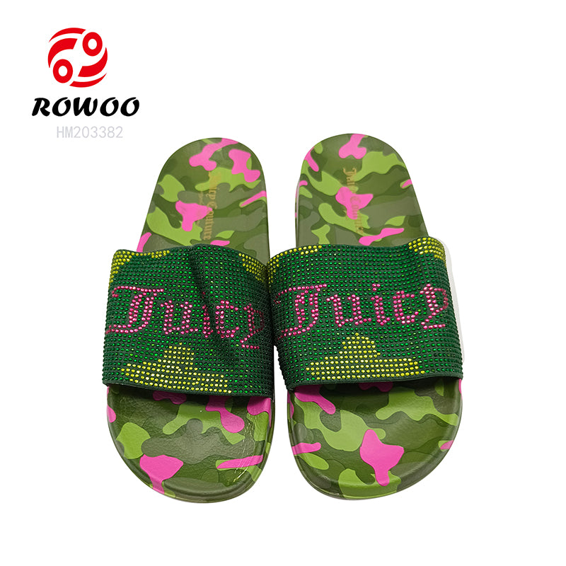 Women Casual Slippers Diamond Camo Print Sandals Women Summer Beach Drag Heightening Sandals