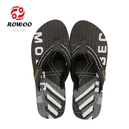 Men Eva Granule Massage Flip-Flops Print Casual Slippers Barefoot Summer Woven Flip-Flops
