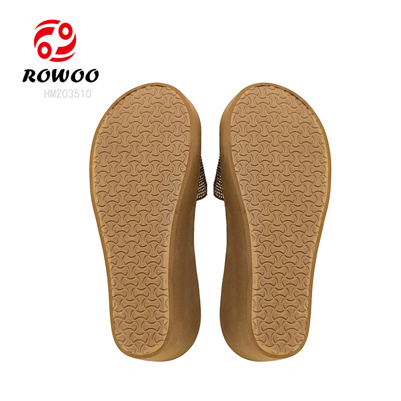 2024 Summer Women's High Quality Casual Wedge Flip Flops Lightweight Open Toe Slipper Pumps with round Custom Logo Beach Use