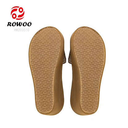 2024 Summer Women's High Quality Casual Wedge Flip Flops Lightweight Open Toe Slipper Pumps with round Custom Logo Beach Use