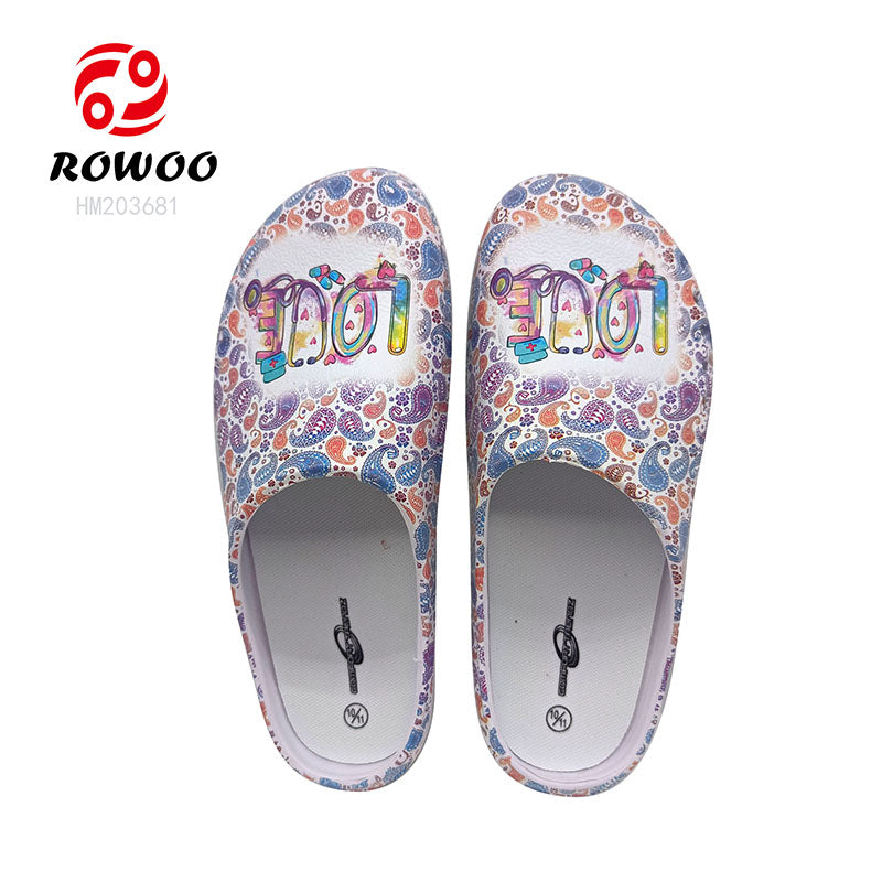 Customized Logo Printing Rubber Sole Clog Sandals Summer Beach Slip-On Shoes with Customized Logo Clogs & Mules