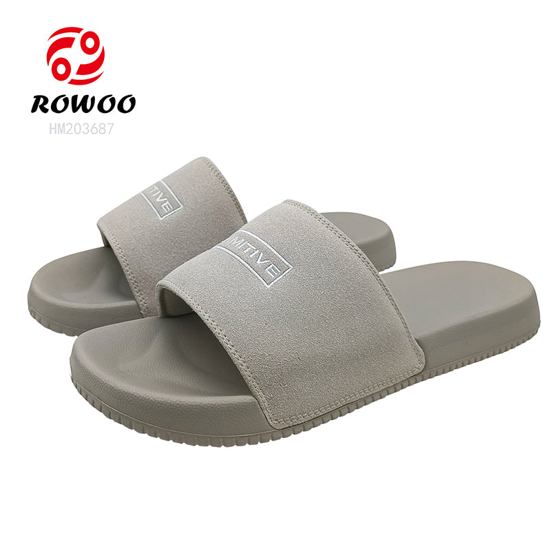 Women Custom Color Logo EVA Soft Suede Slippers Barefoot Flat Platform Sandals