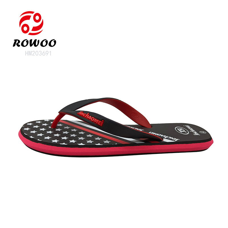 Wholesale Men's EVA Printed Deodorant Trend Custom LOGO Summer Barefoot Flip-Flops