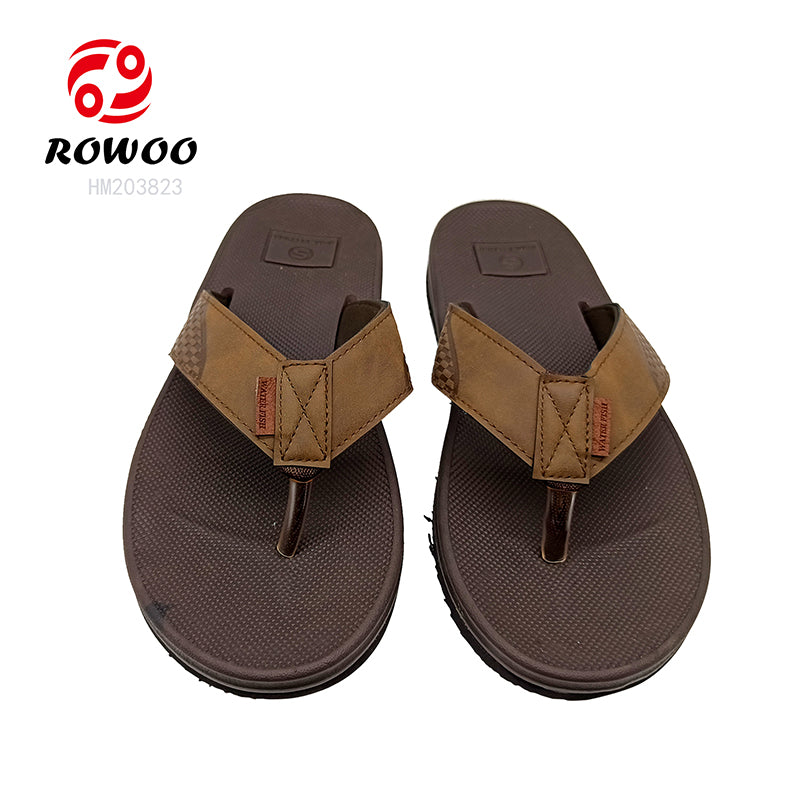 Men's EVA Casual Beach Granular Massage Summer Woven Strap Flip-flops