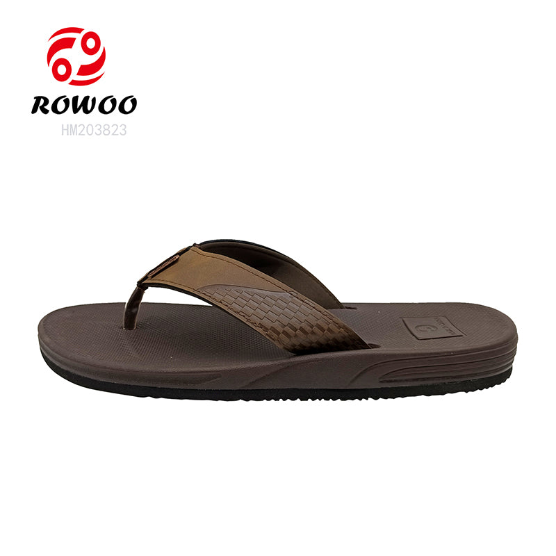 Men's EVA Casual Beach Granular Massage Summer Woven Strap Flip-flops