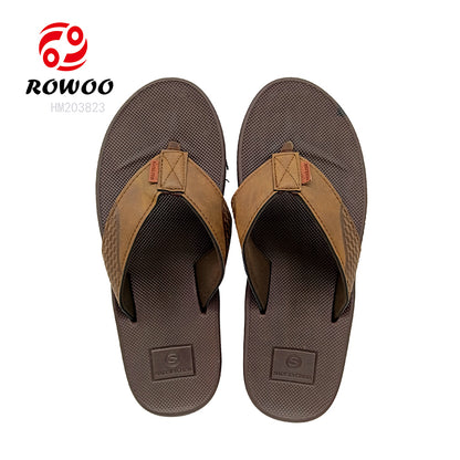Men's EVA Casual Beach Granular Massage Summer Woven Strap Flip-flops