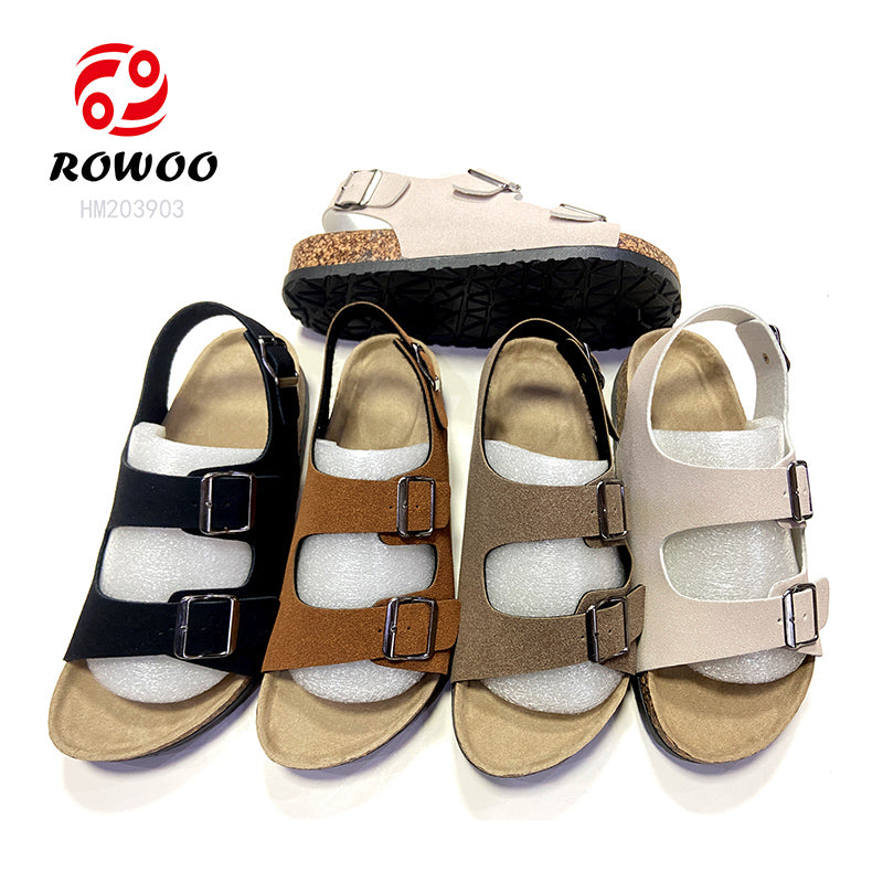 Wholesale Men Cork Sandals Cheap Price PVC Sole Suede Slipper Shoes