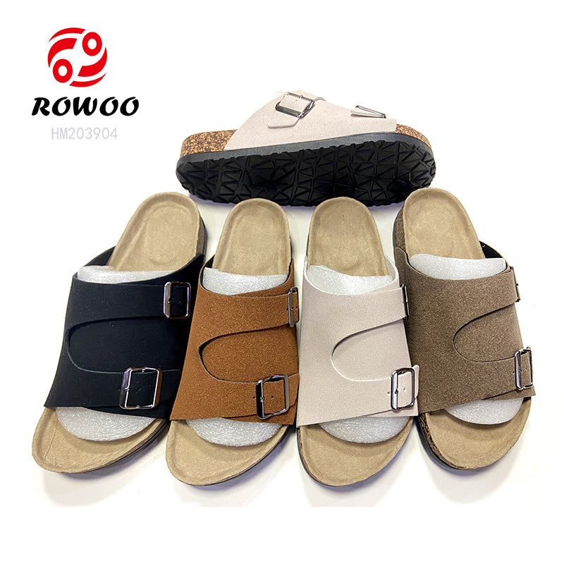 Wholesale Men Cork Sandals Cheap Price PVC Sole Suede Slipper Shoes